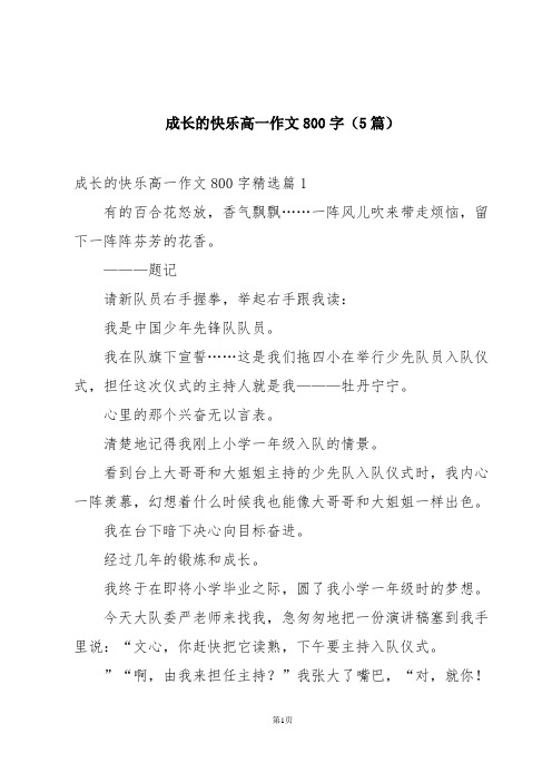 成长的快乐高一作文800字(5篇)