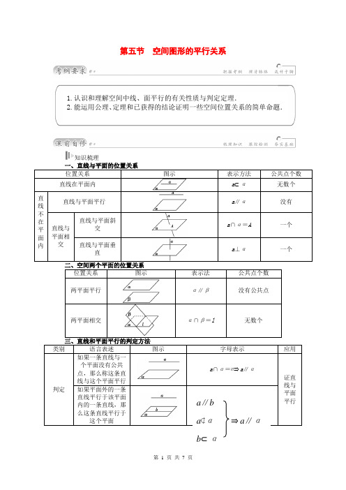 2015届高考数学总复习 基础知识名师讲义 第八章 第五节空间图形的平行关系 理