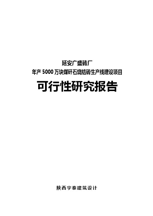 年产3000万块煤矸石烧结砖生产线建设项目可行性研究报告