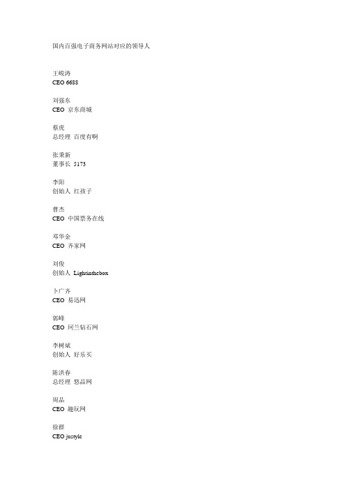 国内百强电子商务网站对应的领导人