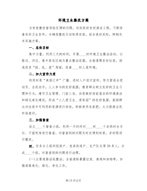 环境卫生整改方案(六篇)