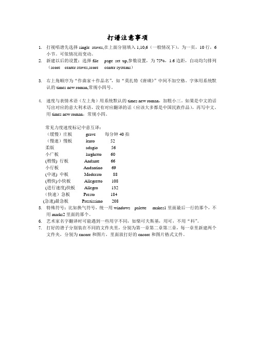 encore打谱软件注意事项