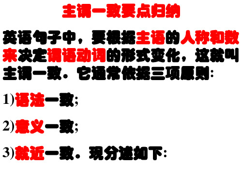 高三英语一轮复习主谓一致的实质与分析课件(共32张)