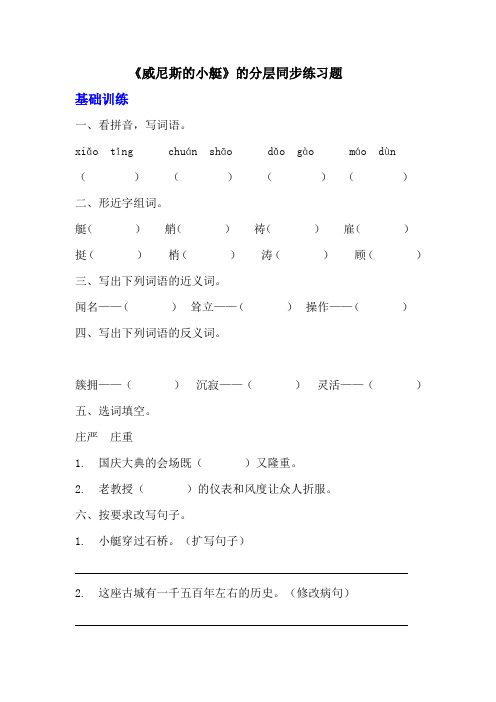 部编版五年级下册语文第十八课《威尼斯的小艇》分层作业  分层同步练习题(含答案)  (1)