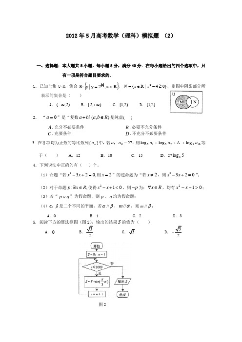 2012年5月高考数学模拟题