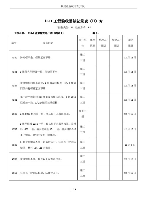 铁塔检查统计表(三队)