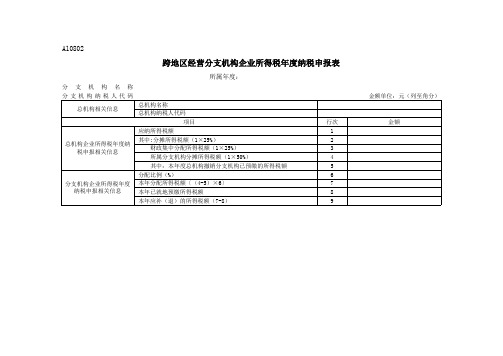 企业所得税年度纳税申报表(A类)2014版