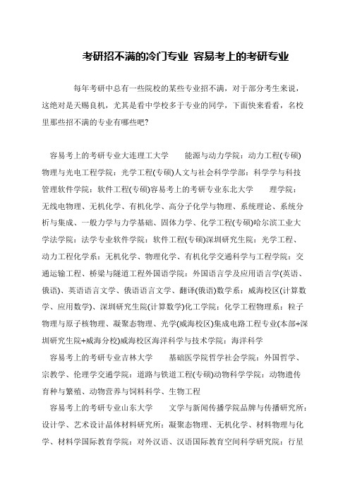 考研招不满的冷门专业 容易考上的考研专业