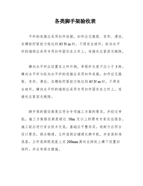 各类脚手架验收表