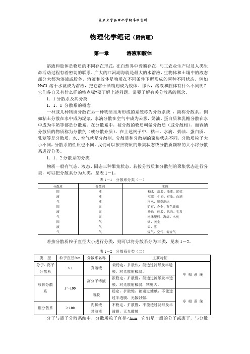 复旦大学物理化学笔记(附例题)