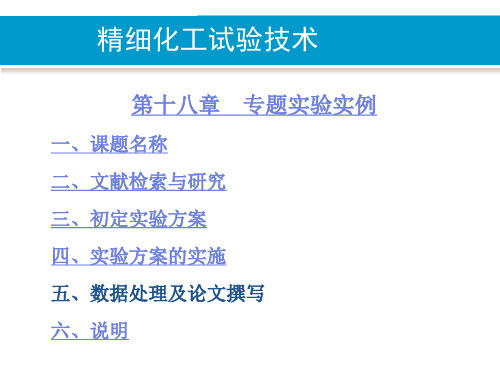 精细化工实验技术第十八章专题实验实例 第四节实验方案的实施