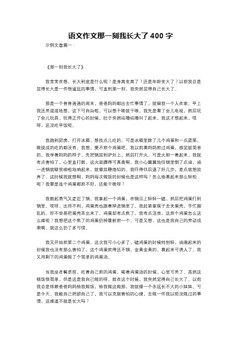 语文作文那一刻我长大了400字