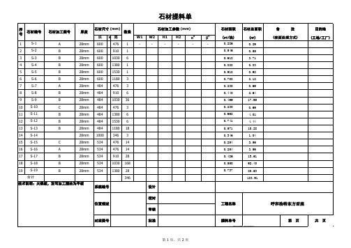 石材提料单