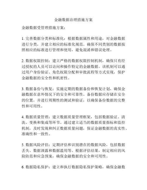 金融数据治理措施方案