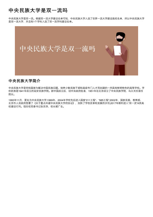 中央民族大学是双一流吗