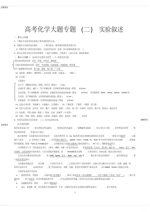 2020年高考模拟复习知识点试卷试题之高考化学实验题技巧总结