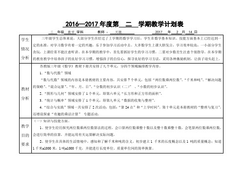 2016—2017第二学期教学计划表