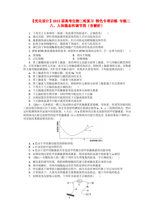 高考生物二轮复习 特色专项训练二(八)人体稳态和调节类(含解析)