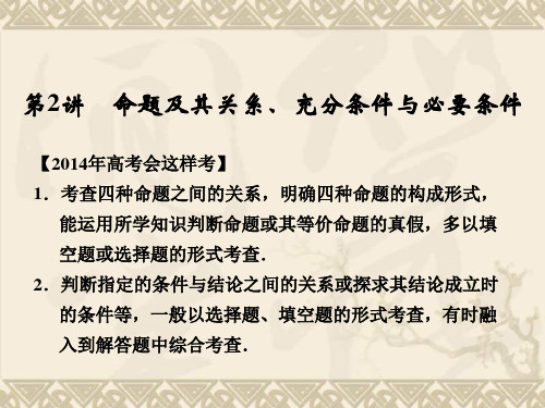 【配套课件】《创新设计·高考一轮总复习》数学 人教A版(理)第一篇 第2讲 命题及其关系、充分条