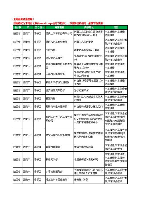 2020新版陕西省西安市灞桥区汽车维修工商企业公司商家名录名单黄页联系方式电话大全356家