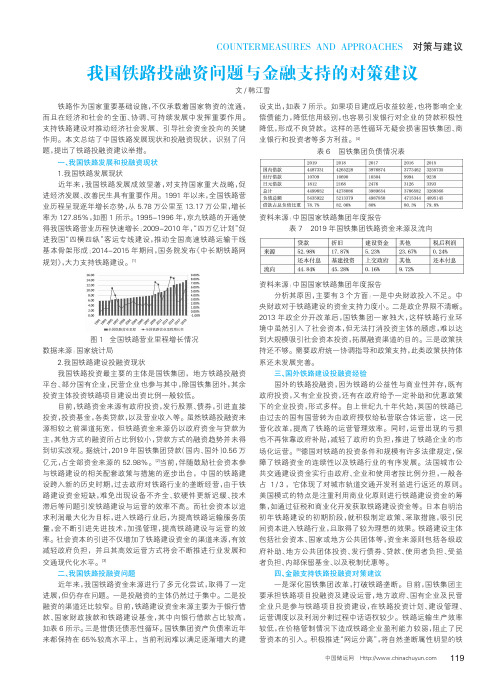 我国铁路投融资问题与金融支持的对策建议