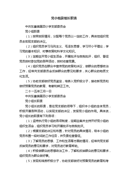 党小组及组长职责