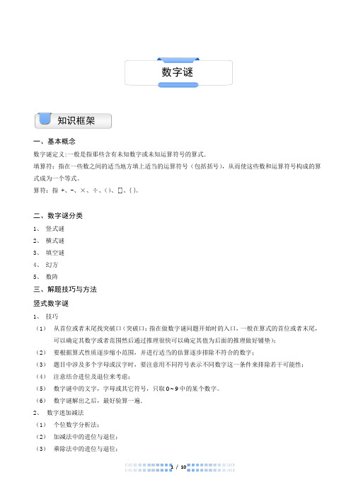 三年级奥数数字谜(C级)