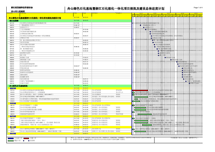 舟山炼化一体化项目总体进度计划一期A