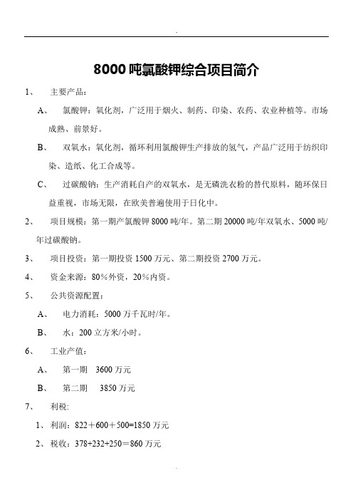 样本 8000吨氯酸钾项目简介0