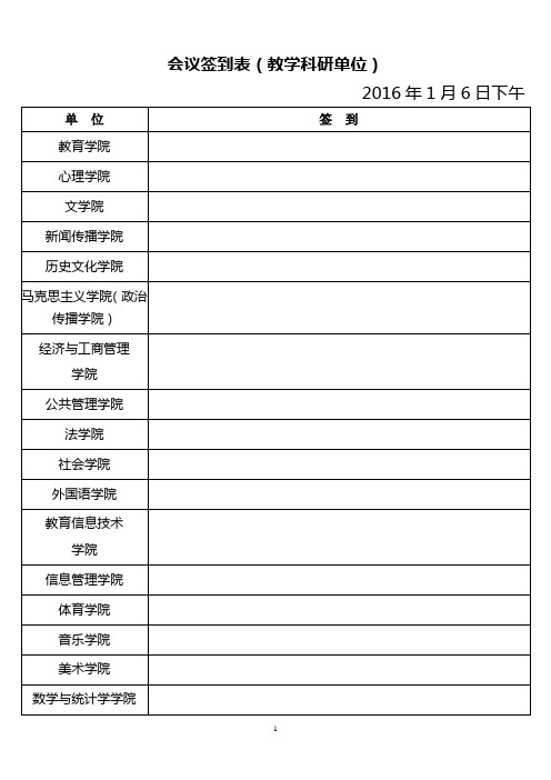 会议签到表(教学科研单位)