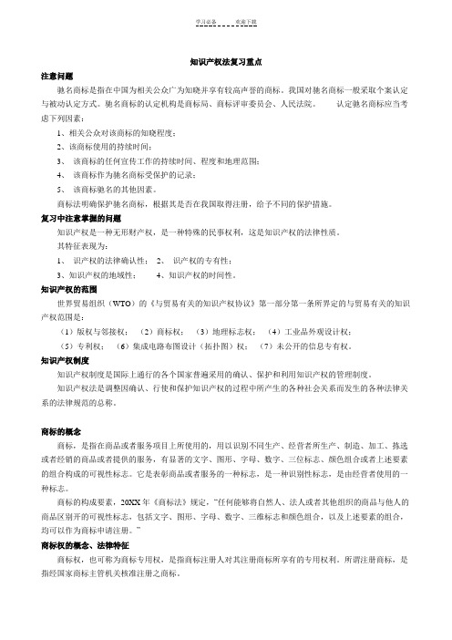 知识产权法复习重点重点讲义资料