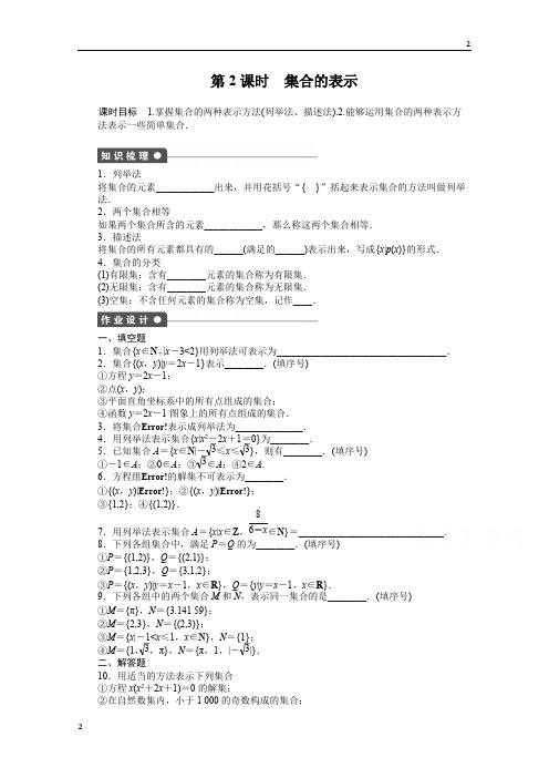 江苏省2016-2017学年高中数学(苏教版必修一)配套课时作业：第一章 集 合1.1第2课时 