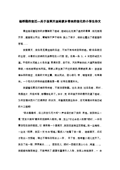 杨桥路的变迁—关于改革开放给家乡带来的变化的小学生作文_六年级叙事作文