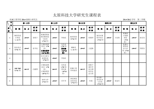 太原科技大学硕士研究生课程表机械工程学院