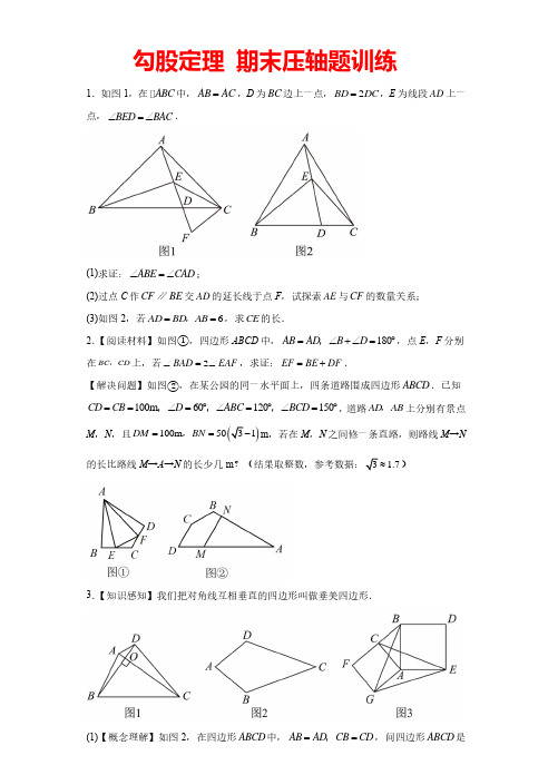 【勾股定理 期末压轴题训练】2022-2023学年八年级数学下册(人教版)含解析