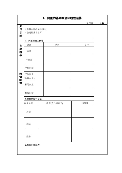 高中人教B版数学必修四优课教案：2.1向量的基本概念和线性运算 