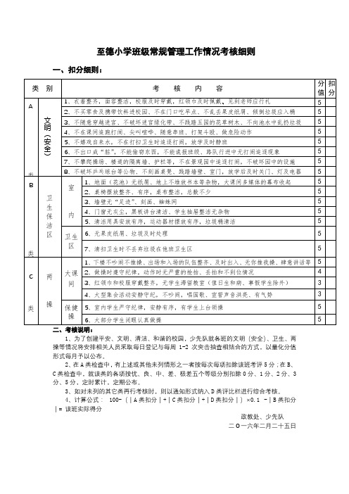常规管理工作情况考核细则