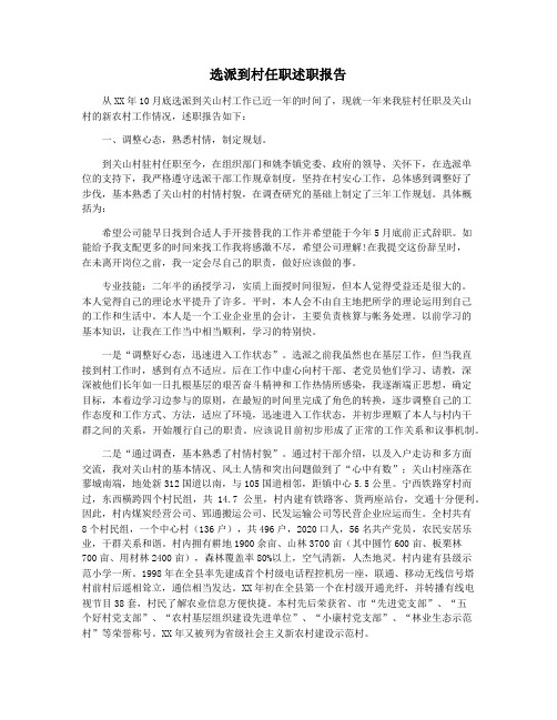 选派到村任职述职报告