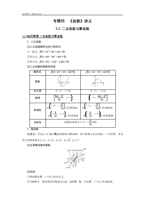 专题05 函数 5.2二次函数与幂函数 题型归纳讲义-2022届高三数学一轮复习(解析版)