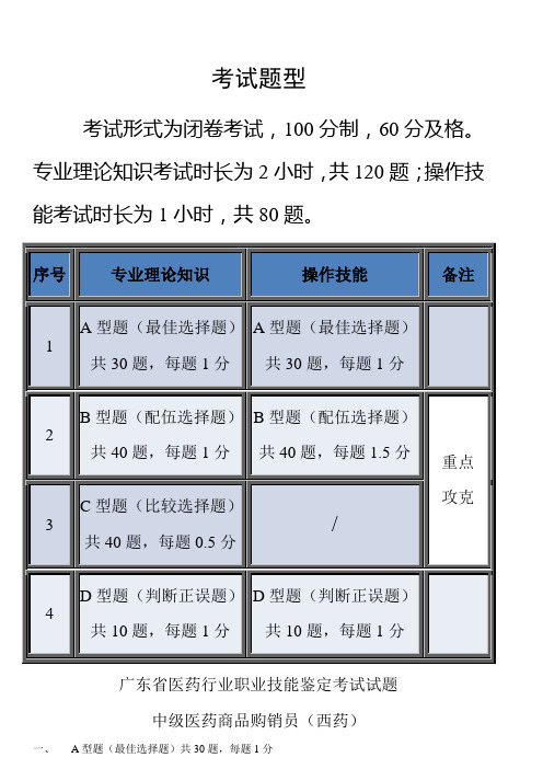 医药商品购销员(中级综合)-有答案