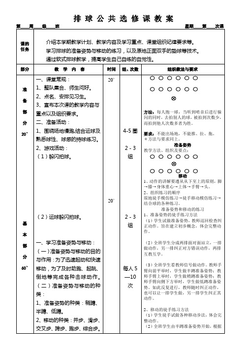 排球训练课教案