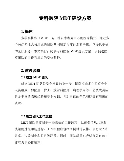 专科医院MDT建设方案