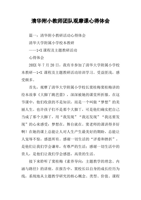 清华附小教师团队观摩课心得体会