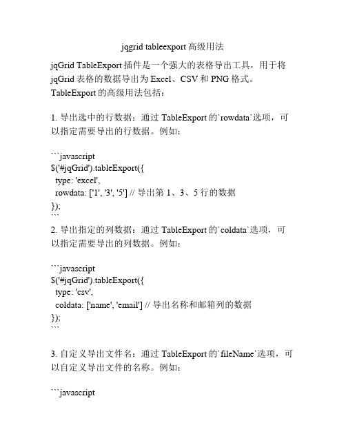 jqgrid tableexport高级用法