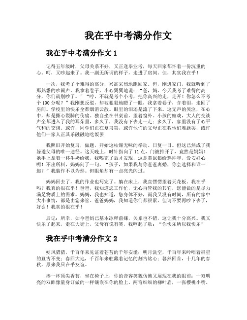 我在乎中考满分作文