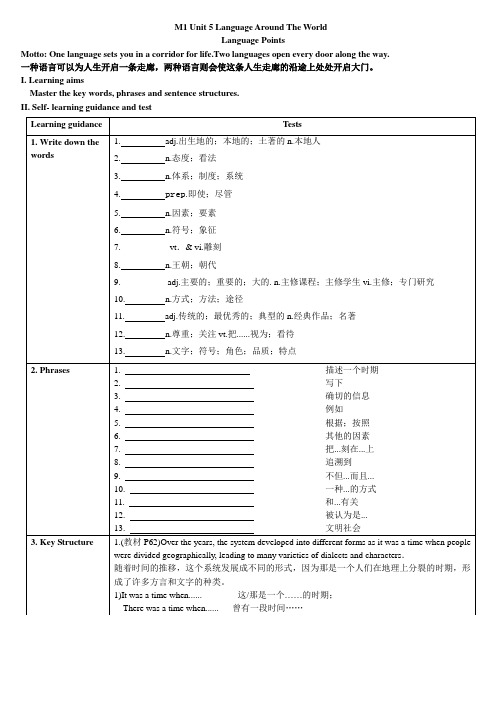 M1U5Languagepoints(公共导学案D班共用)