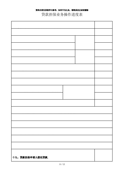 【精品】贷款担保业务操作进度表