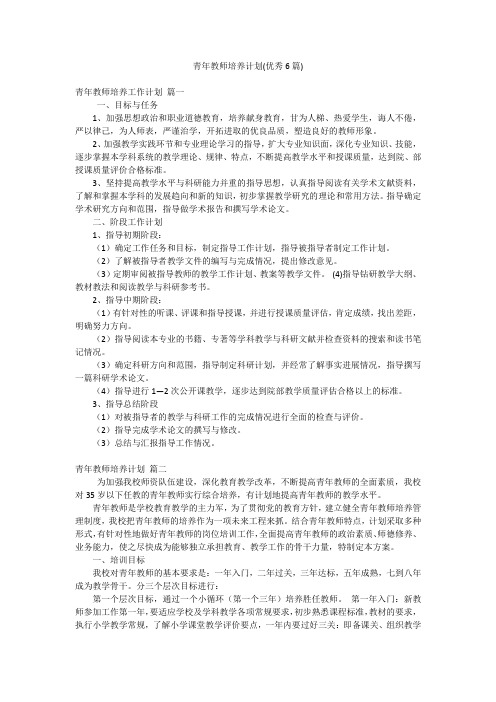 青年教师培养计划(优秀6篇)