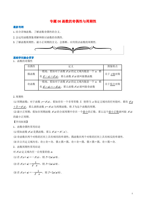 2024年高考数学一轮复习专题06函数的奇偶性与周期性含解析