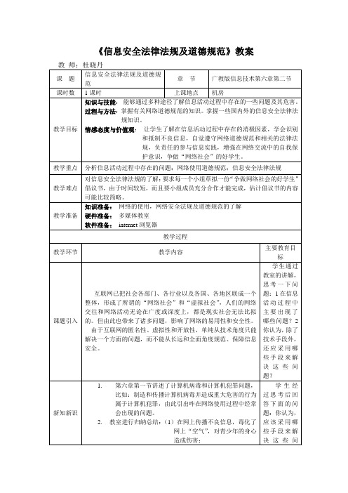 信息安全法律法规及道德规范